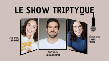 Deux (2) billets spectacle d'humour- Le show triptyque YANNICK DE MARTINO<br><h5 style="color: rgb(255,0,0)">Disponible à l'envoi par courriel</h5>